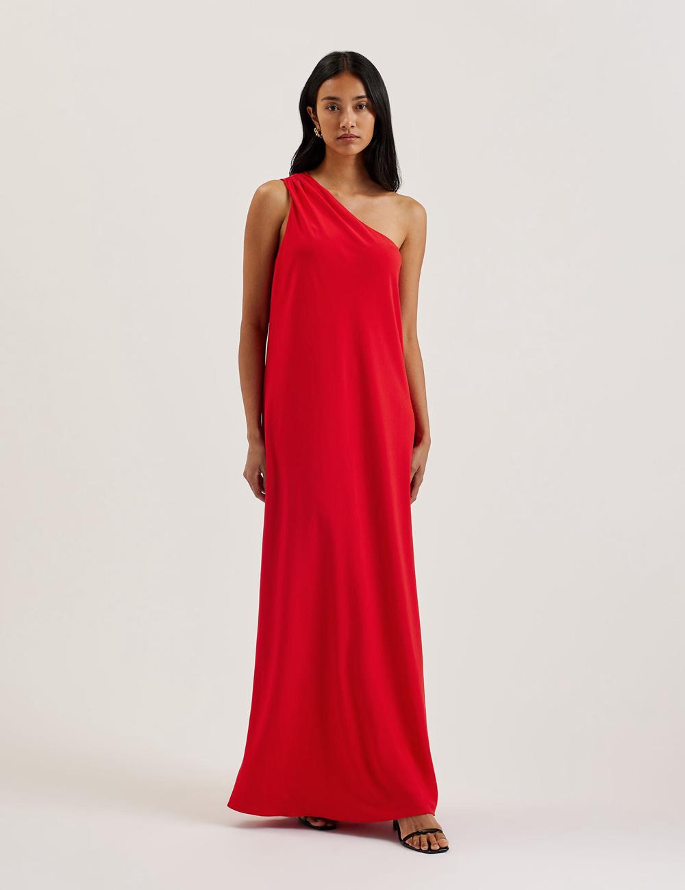 Vestido Largo Ted Baker AISLI - One Shoulder Woven Mujer Rojas | ZNIY-35084