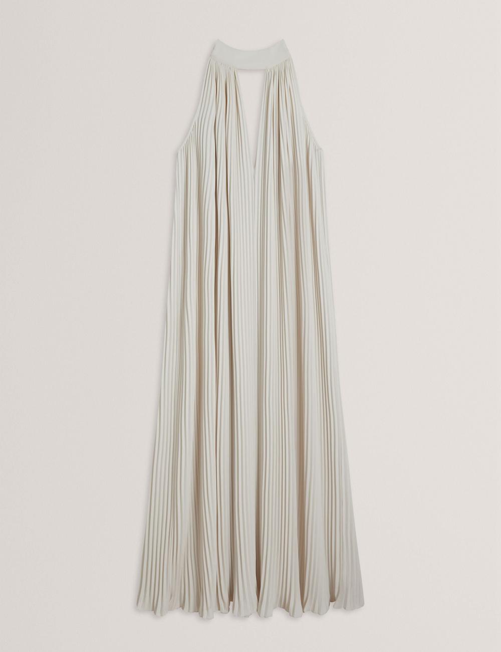 Vestido Largo Ted Baker AKALA - Halter Neck Keyhole Detail Pleated Mujer Coral | VIPZ-38074