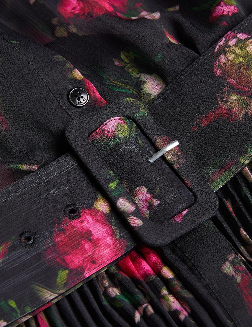 Vestido Largo Ted Baker CEIBA - Floral Print Pleated Maxi Shirt Mujer Negras | BPHO-35649