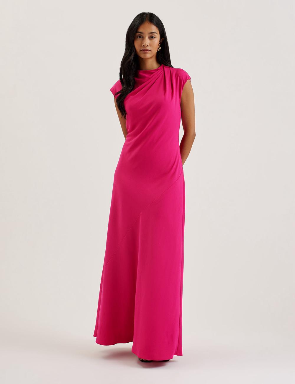 Vestido Largo Ted Baker EREAS - Drape Neckline Cap Sleeve Mujer Rosas | WJZT-89475