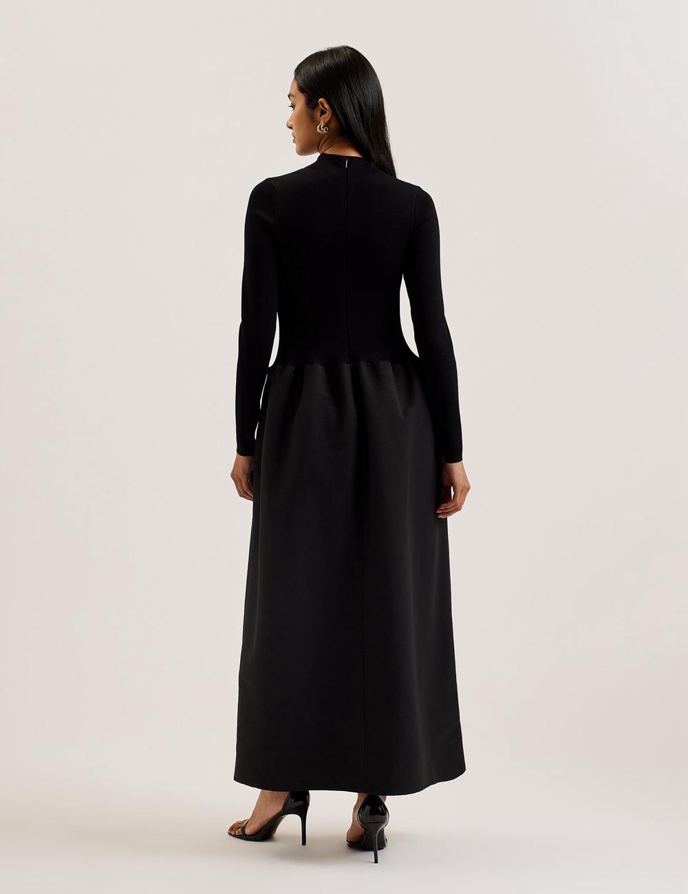 Vestido Largo Ted Baker PYLIA - Structured With Knitted Bodice Mujer Negras | CJMR-78592