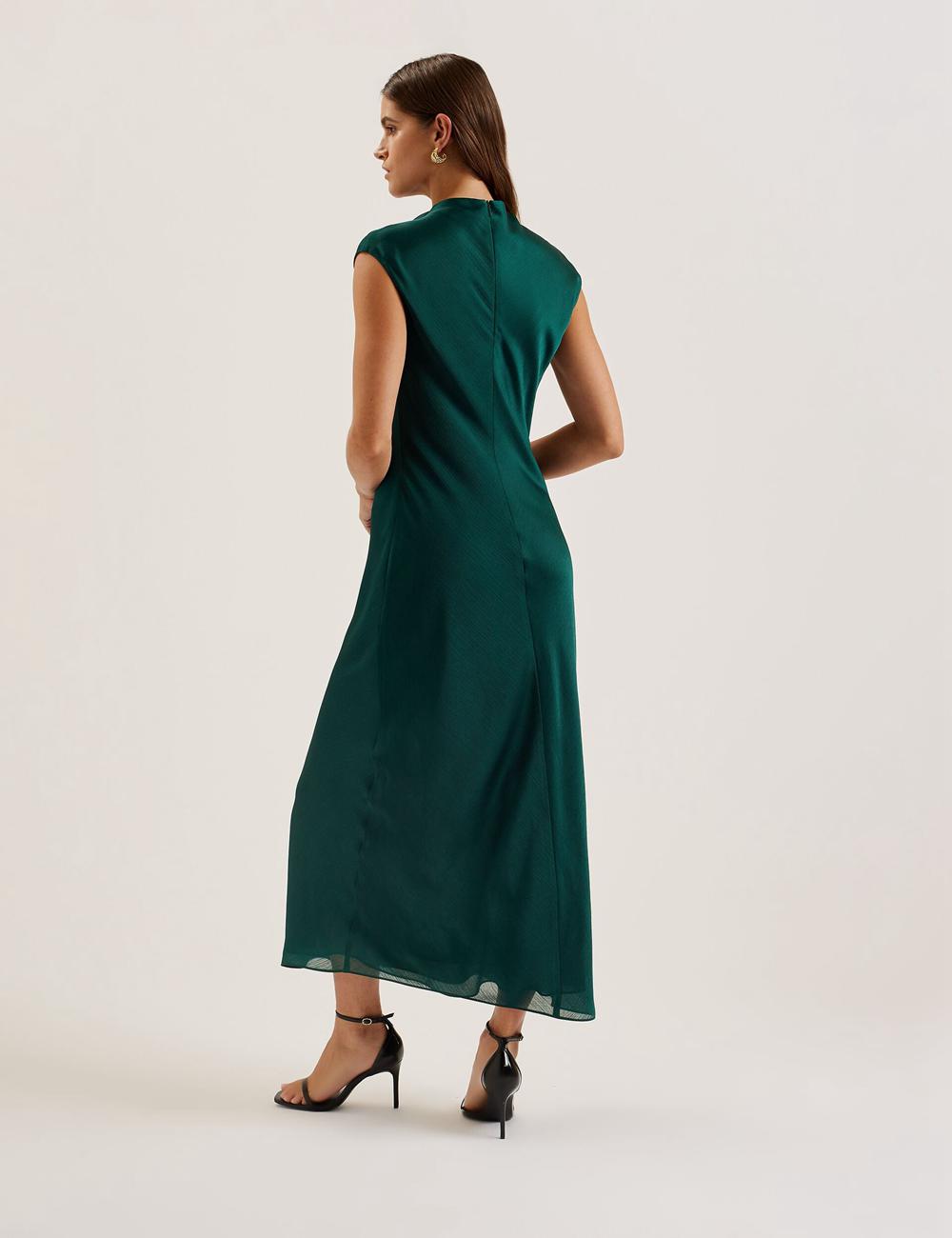 Vestido Largo Ted Baker RIMINI - Chiffon Drape Neck Detail Mujer Verde | DTHS-01359