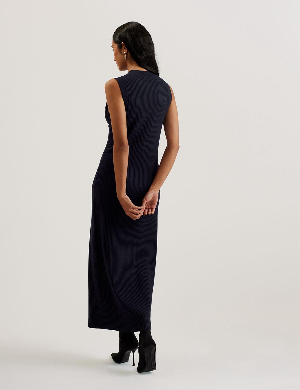 Vestido Largo Ted Baker SANDIII - Sleeveless Ribbed Knit Column Mujer Azul Marino | SQPK-34908